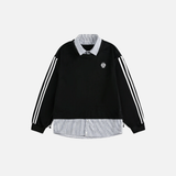 Oversized Casual Fake Two Piece Varsity Sweatshirt