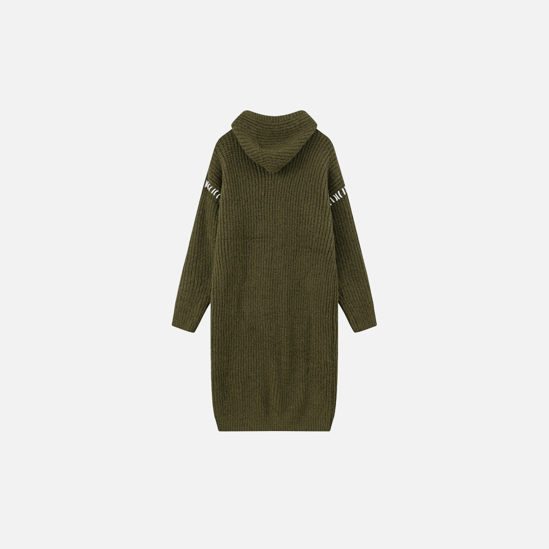 Green Knitted Hooded Comfy Long Cardigan