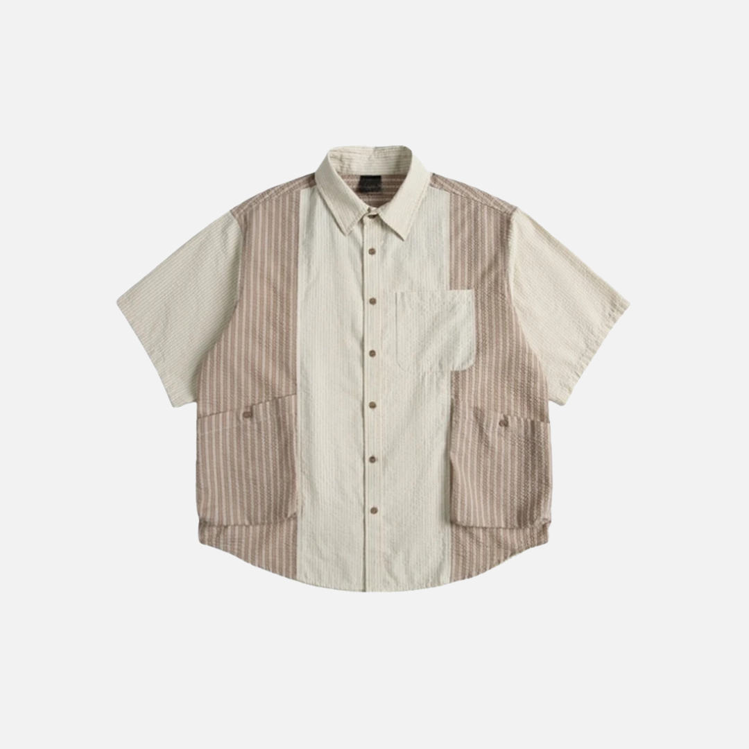 Oversized gestreiftes Kurzarm-Freizeithemd