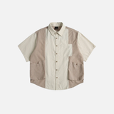 Oversized gestreiftes Kurzarm-Freizeithemd