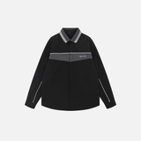 Chemise à manches longues chic avec broderie de lettres et empiècements contrastés