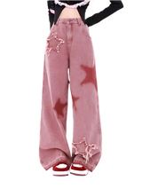 Retro Star Spliced Wide-Leg Jeans