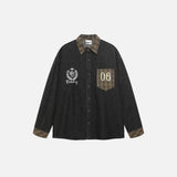Vintage Jeanshemd mit besticktem Karokragen und langen Ärmeln