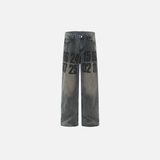 Retro High Street Jeans mit doppelseitigem Print
