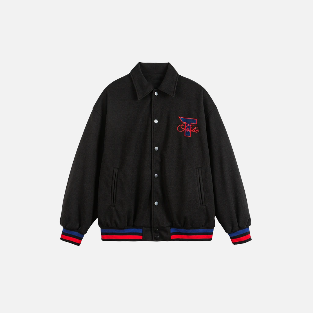 Veste de baseball universitaire brodée décontractée style années 2000