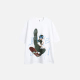 Bold Character Printed Loose Fit T-Shirt