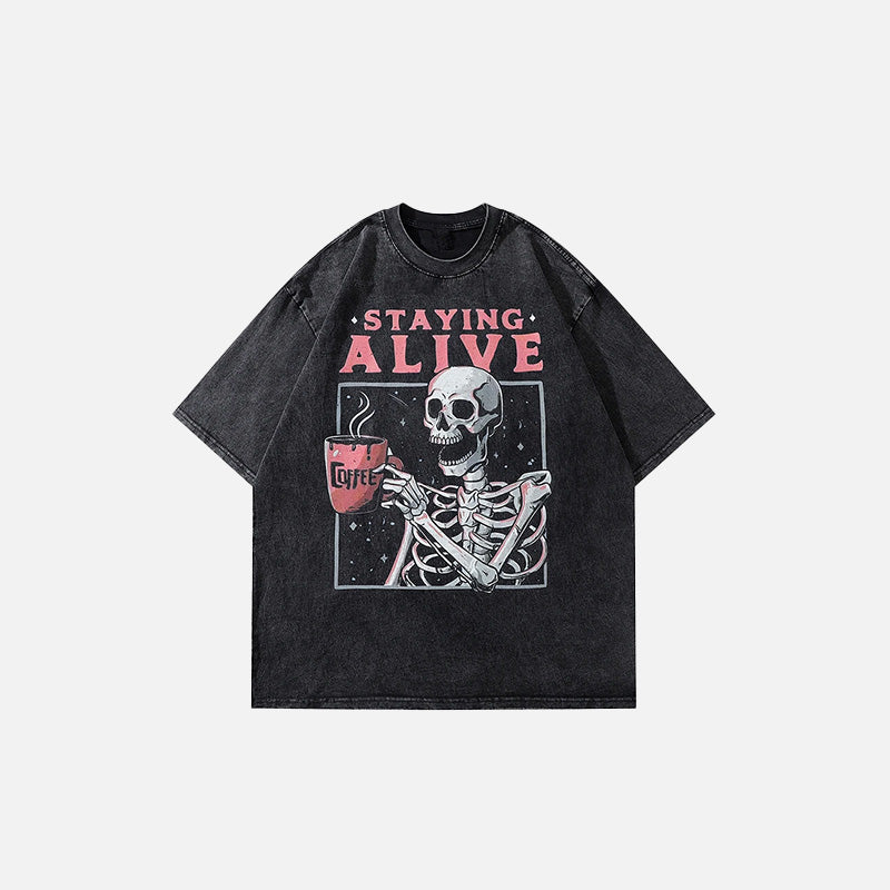 Skelett-T-Shirt „Staying Alive“