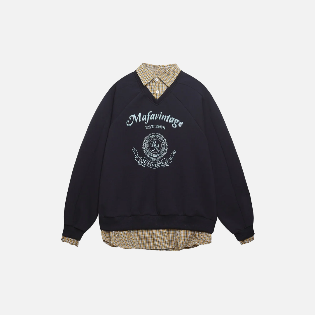 Isolierte Streetwear-Sweatshirts mit Buchstabenprint, die wie zweiteilige Modelle aussehen