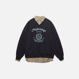 Isolierte Streetwear-Sweatshirts mit Buchstabenprint, die wie zweiteilige Modelle aussehen