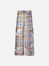 Y2K Trendy Vibe Design Painted Plaid Wide-Leg Cargo Pants