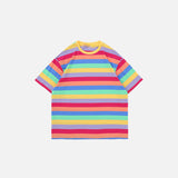 T-Shirt mit pastellfarbenen Regenbogenstreifen