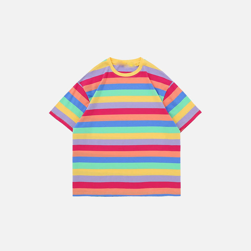 T-Shirt mit pastellfarbenen Regenbogenstreifen