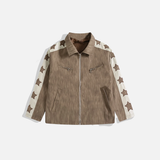 High-End European Spliced Star Leather Jacket