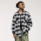 Chemise à poche avant avec veste en laine à carreaux