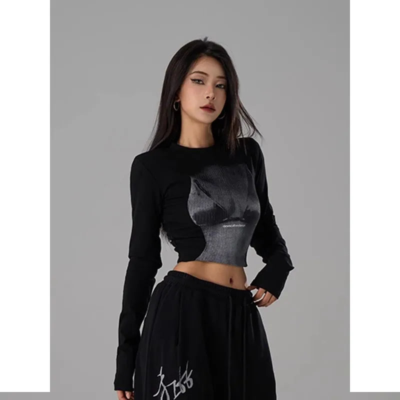 Y2K Damen-T-Shirt in Unifarben