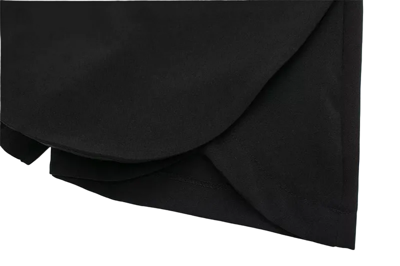 Black fabric with folds on a white background
