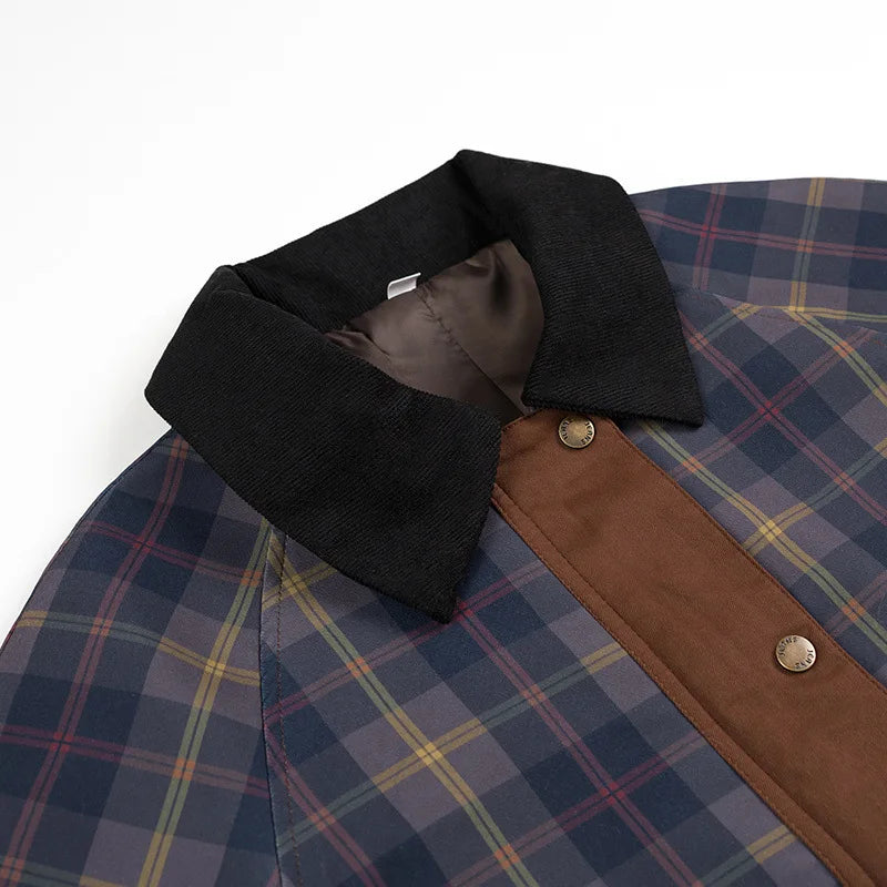 Elevate your rotation with this vintage-inspired plaid workwear jacket, featuring bold contrast panels and a classic tartan check for a standout look.