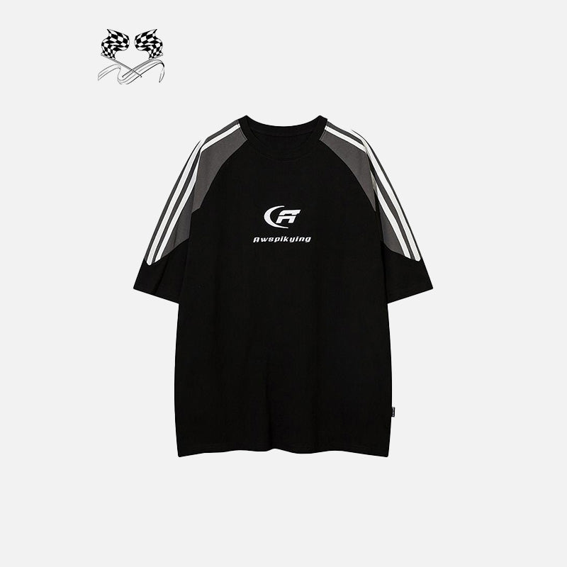 Renn-T-Shirt mit kontrastfarbenem Seitenstreifen
