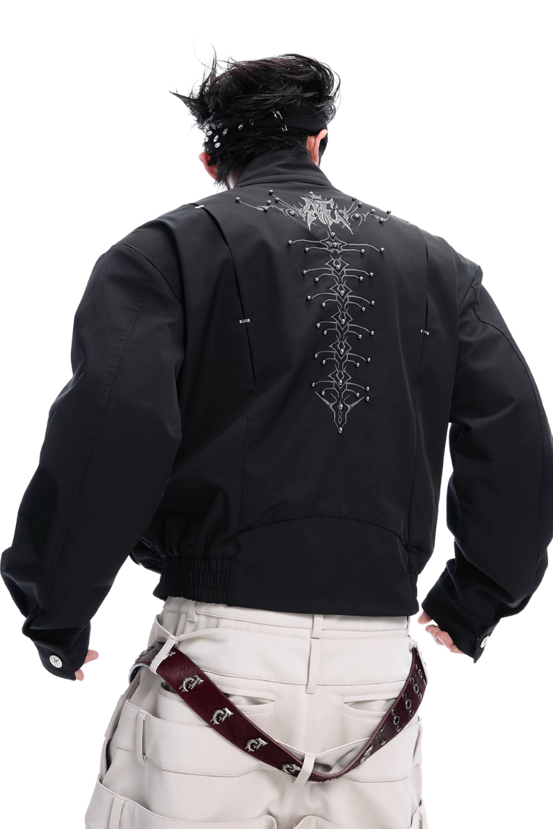Harrington-Jacke mit Nietenrücken