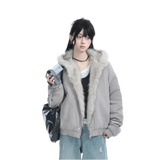 Y2K Retro Fur Collar Hooded Jacket