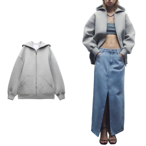 Upgrade your casual wardrobe with this oversized grey zip-up hoodie, featuring a relaxed drop-shoulder fit and ultra-soft fabric for effortless everyday style.