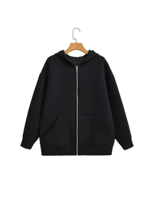 Upgrade your casual wardrobe with this oversized grey zip-up hoodie, featuring a relaxed drop-shoulder fit and ultra-soft fabric for effortless everyday style.