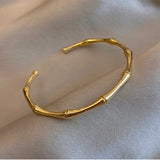 Handmade Stainless Steel Bamboo Bangle Bracelet