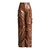 Streetwear Leather Patchwork High Waist Pants
