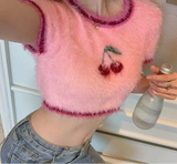 Pink Cherry Crop Sweater