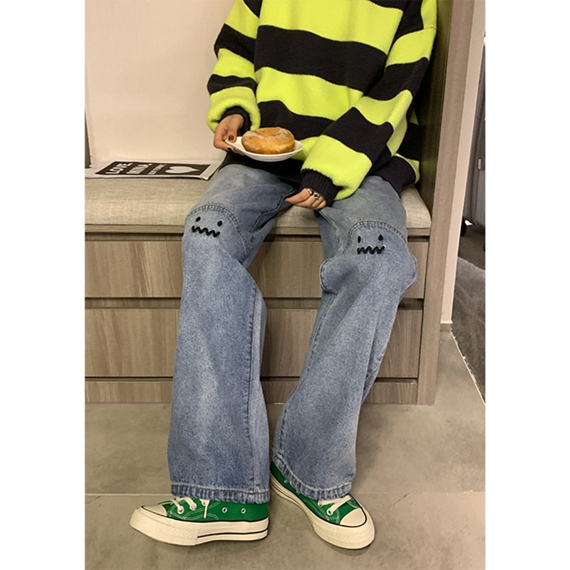 스마일리 몬스터 빈티지 데님 팬츠