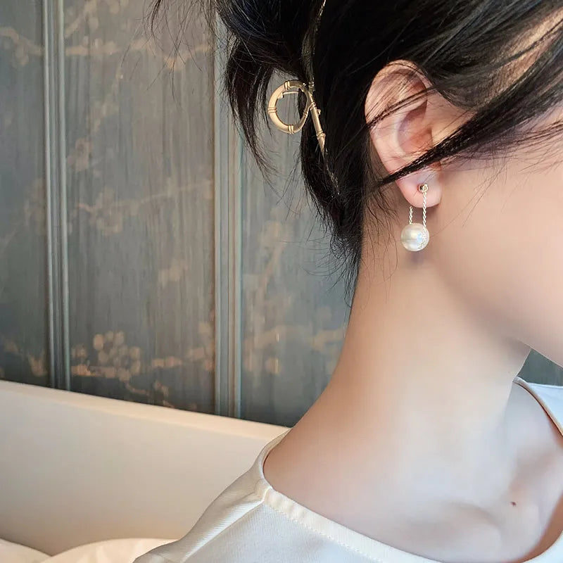 Elegant Small Pearl Pendant Dangle Earring
