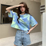 Haut court oversize tie-dye coloré
