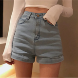 Retro-Chic-Jeansshorts mit hohem Bund