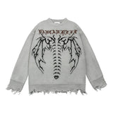 Gothic Letter Bat Skeleton Print Sweater