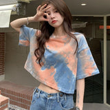 Haut court oversize tie-dye coloré