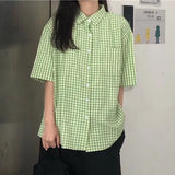 Chemise à carreaux preppy pour femme, style minimaliste chic