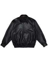 Streetwear Oversized Black Pu Leather Jacket