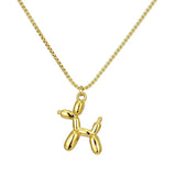 Golden Cute Balloon Dog Pendant Necklace