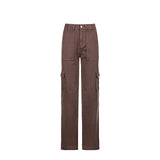 Jean vintage marron ample taille haute