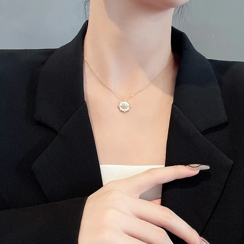 Stylish Stainless Steel Geometric Zircon Necklace
