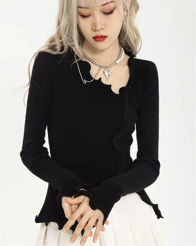 Grunge Irregular Split Knitted Sweater