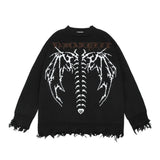 Gothic Letter Bat Skeleton Print Sweater