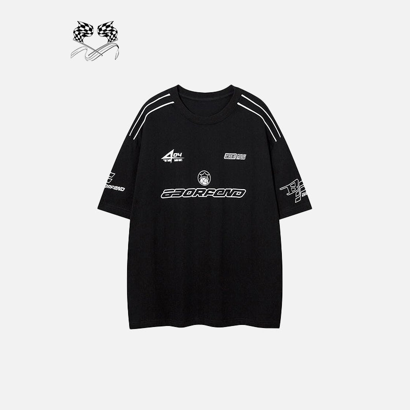 루즈핏 옆줄 레이싱 티셔츠
