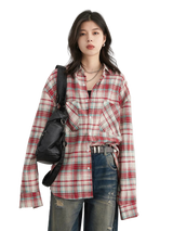 Style yourself in this oversized blue plaid flannel shirt, designed with a relaxed drop-shoulder fit for the perfect grunge-inspired streetwear aesthetic.