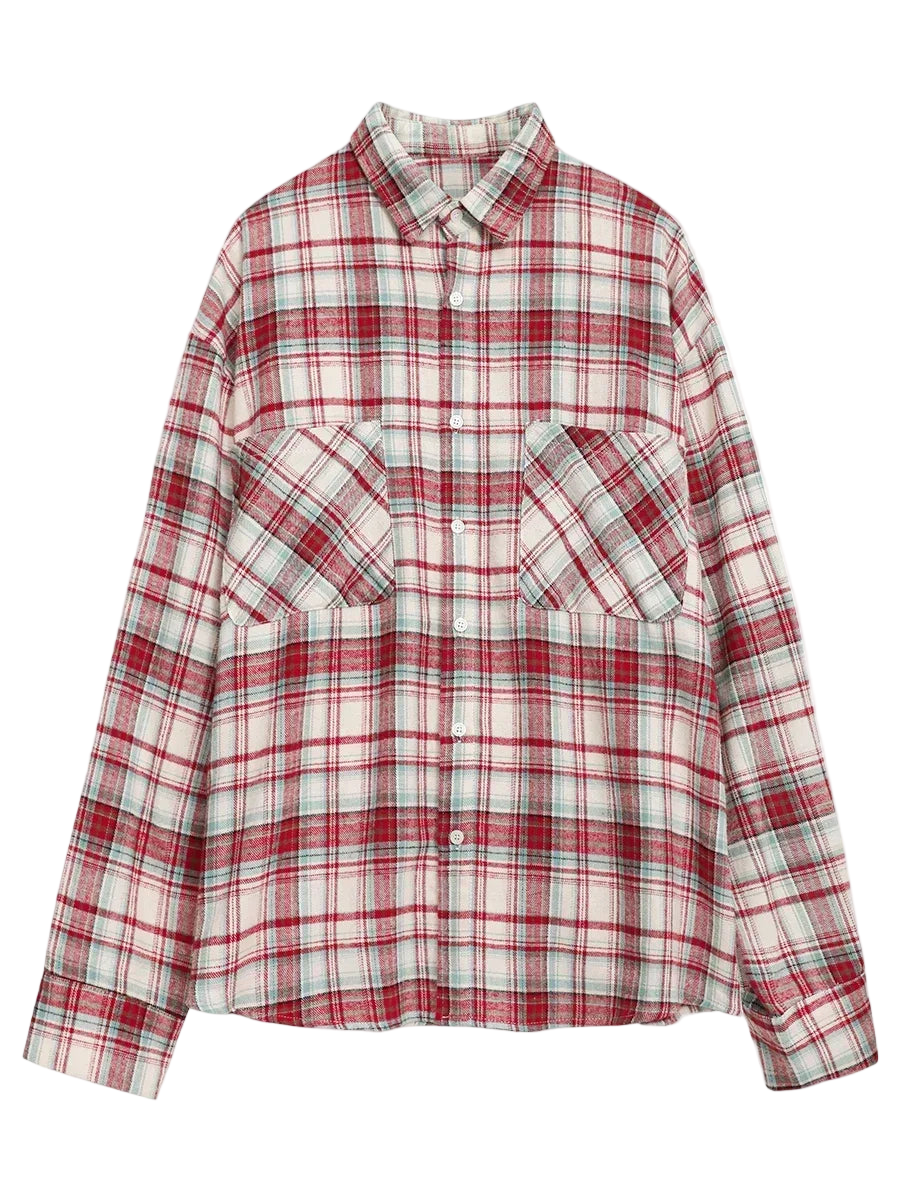 Style yourself in this oversized blue plaid flannel shirt, designed with a relaxed drop-shoulder fit for the perfect grunge-inspired streetwear aesthetic.