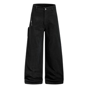 Black wide-leg pants on a white background