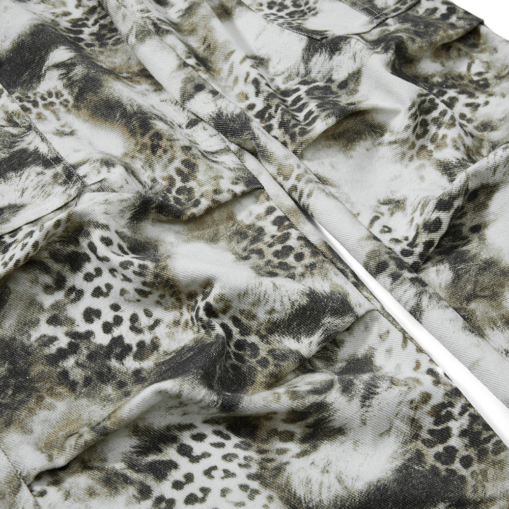 Leopard print fabric with a white background