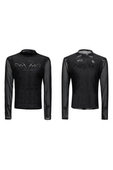 Mesh-T-Shirt mit Metallic-Print 