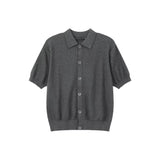Retro Button Short-Sleeve Knit Cardigan