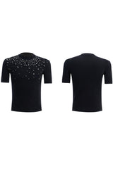 Rhinestone Fitted Stretch T-Shirt
